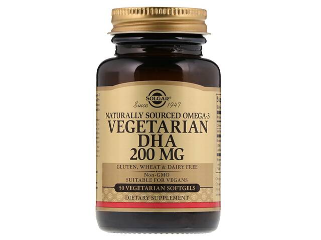ДГК вегетарианская Омега-3 Naturally Sourced Omega-3 Solgar 200 мг 50 гелевых капсул
