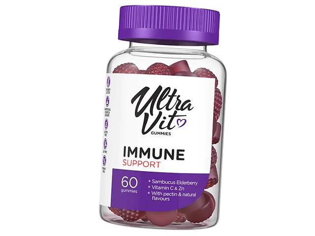 Экстракт бузины с цинком и витамином С UltraVit Immune Support VP laboratory 60таб Малина (71099008)