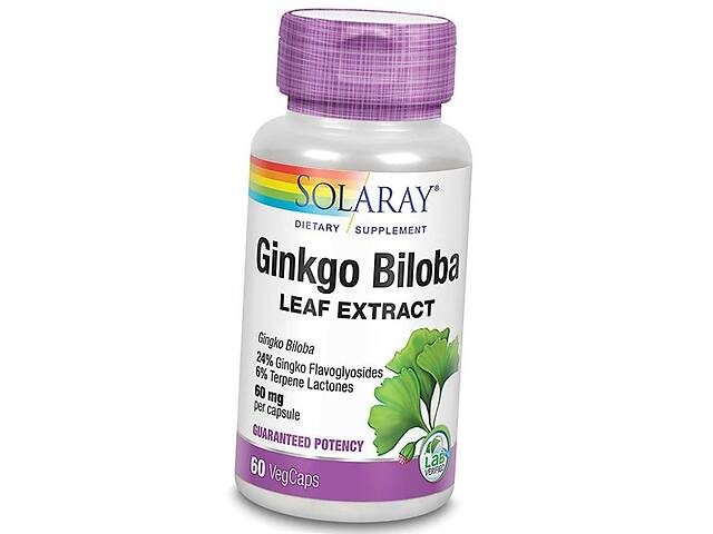 Экстракт Листьев Гинкго Билобы Ginkgo Biloba Leaf Extract Solaray 60вегкапс (71411028)