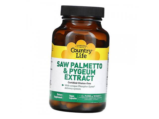 Экстракт Серенои и Пиджеума Saw Palmetto & Pygeum Extract Country Life 90вегкапс (71124009)