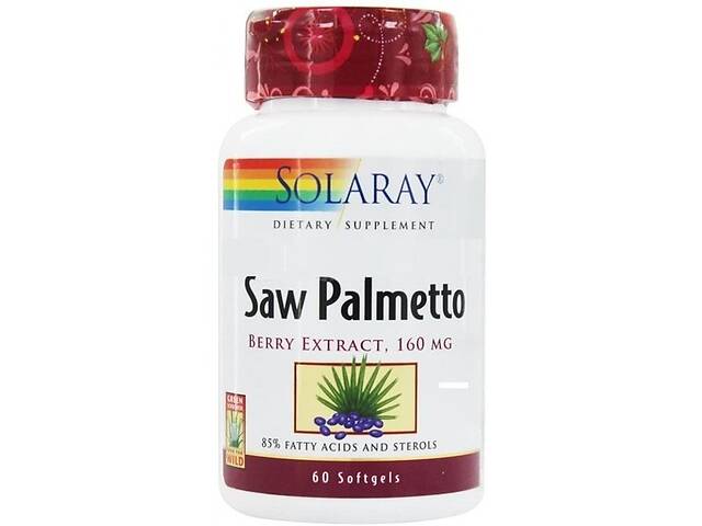 Экстракты ягод сереноа Solaray Saw Palmetto Berry Extract 160 mg 60 Softgels SOR-03782