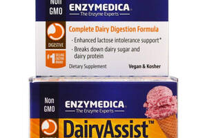 Ферменты для переваривания лактозы DairyAssist Enzymedica для веганов 30 капсул