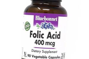 Фолат Фолиевая кислота Folic Acid 400 Bluebonnet Nutrition 90вегкапс (36393116)