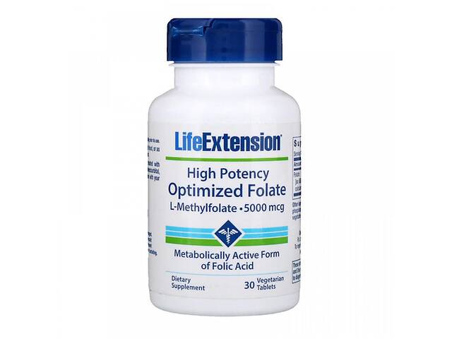 Фолиевая кислота Life Extension High Potency Optimized Folate 5000 mcg 30 Veg Tabs