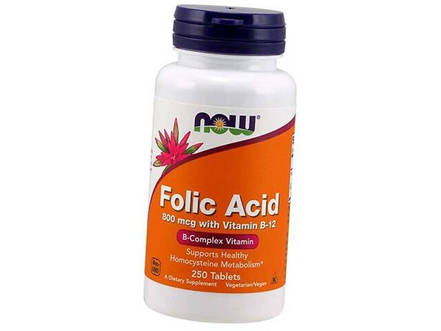 Фолиевая кислота и Витамин В12 Folic Acid with Vitamin B-12 Now Foods 250таб (36128031)