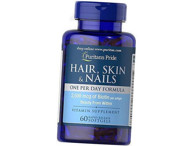 Формула для волос кожи и ногтей Hair Skin & Nails One Per Day Puritan's Pride 60гелкапс (36367060)