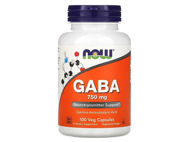 GABA Гамма-Аминомасляная Кислота 750 мг Now Foods 100 вегетарианских ...