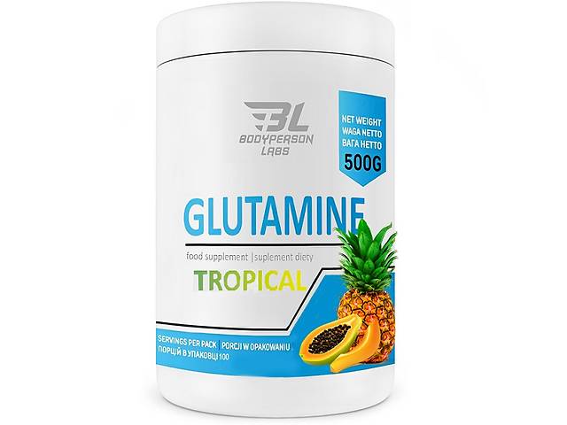 Глютамин для спорта Bodyperson Labs Glutamine 500 g /100 servings/ Tropical