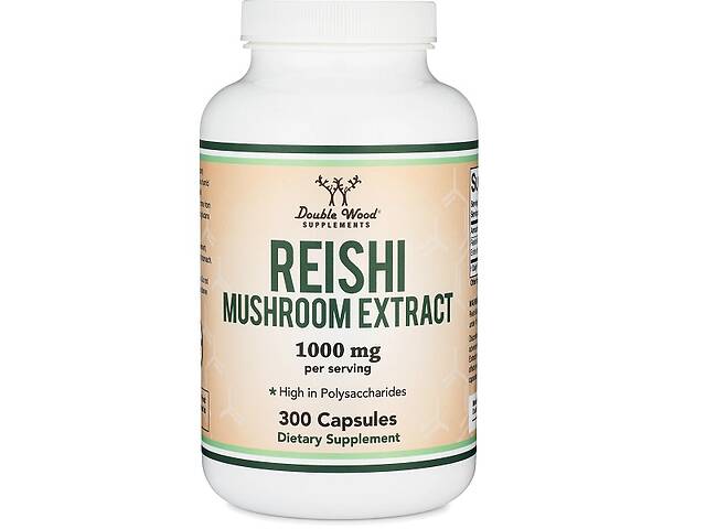 Грибной комплекс Double Wood Supplements Reishi Mushroom Extract 1000 mg 2 caps per serving 300 Caps