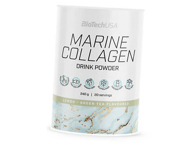 Гидролизованный рыбий коллаген Marine Collagen Drink Powder BioTech (USA) 240г Лимон-зеленый чай (68084007)