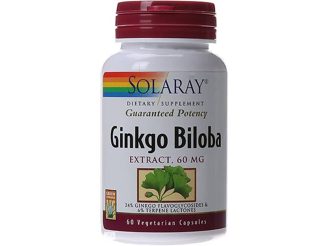 Гинкго билоба Ginkgo Biloba Leaf Extract Solaray 60 мг 60 вегетарианских капсул