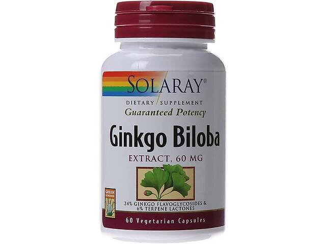Гинкго Билоба Solaray Ginkgo Biloba Leaf Extract 60 mg 60 Veg Caps SOR-03600