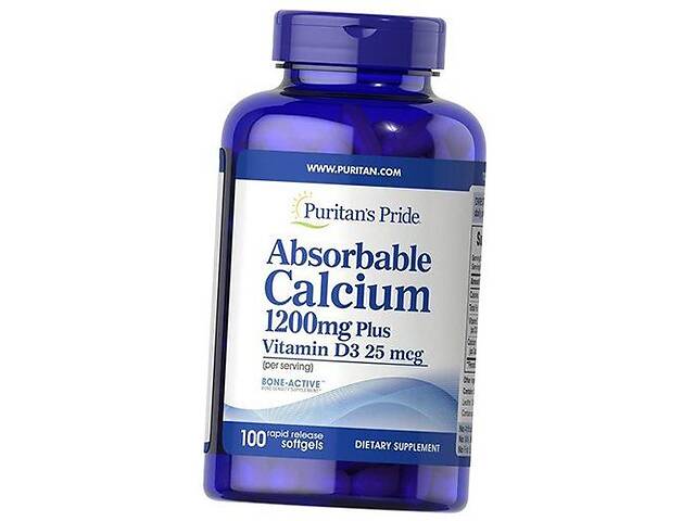 Кальций Д3 Absorbable Calcium with Vitamin D3 Puritan's Pride 100гелкапс (36367117)