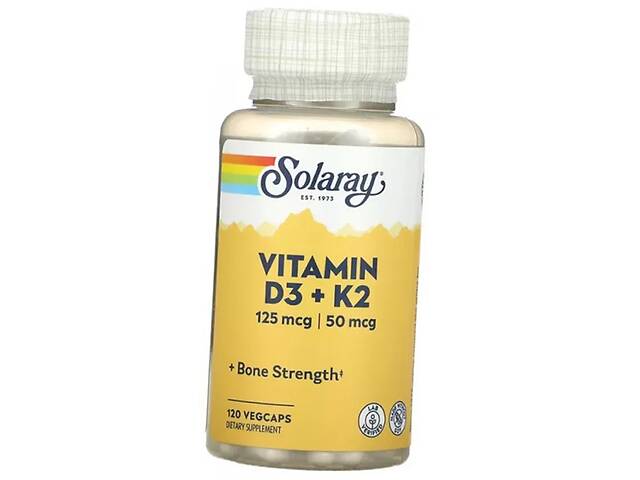 Кальций Д3 К2 Vitamin D3 + K2 Solaray 120вегкапс (36411018)
