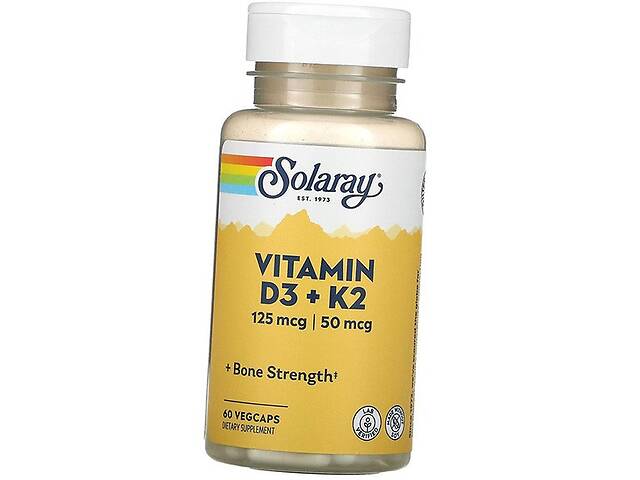 Кальций Д3 К2 Vitamin D3 + K2 Solaray 60вегкапс (36411018)