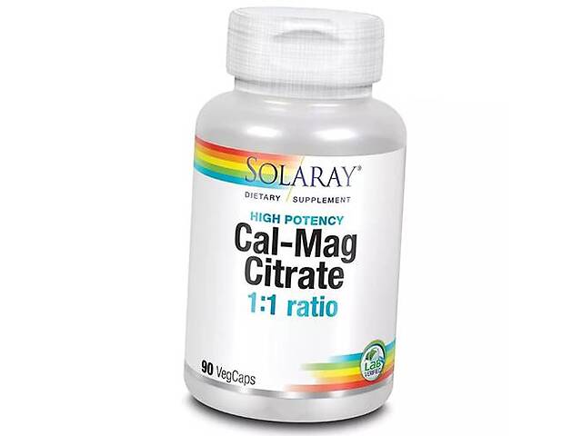 Кальций Магний High Potency Cal-Mag Citrate Solaray 90вегкапс (36411068)