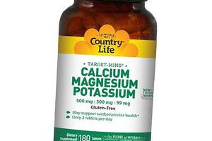 Кальций Магний Калий Calcium Magnesium Potassium 500 Country Life 180таб (36124078)