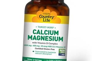 Кальцій Магній Вітамін Д, Calcium Magnesium with Vitamin D Complex, Country Life 120вегкапс (36124058)