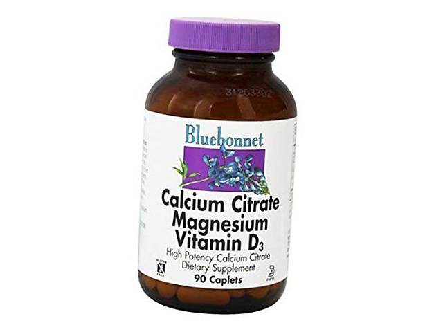 Кальций Магний Витамин Д3 Calcium Citrate Magnesium Vitamin D3 Bluebonnet Nutrition 90каплет (36393064)