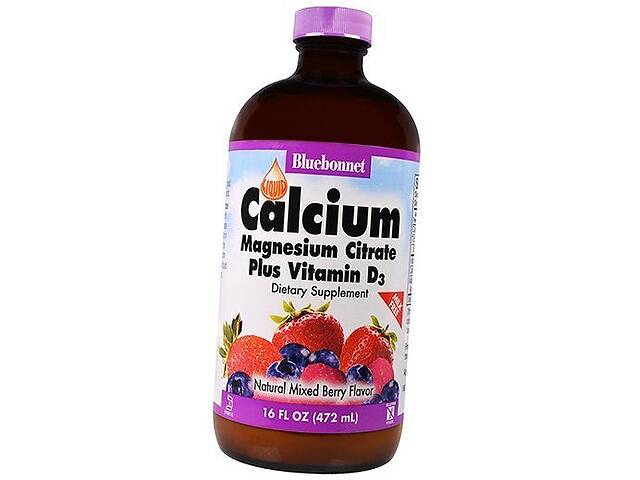 Кальций Магний Витамин Д3 Calcium Magnesium plus Vitamin D3 Bluebonnet Nutrition 472мл Ягода (36393024)