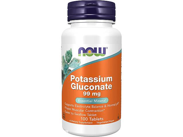 Калий глюконат Potassium Gluconate Now Foods 99 мг 100 таблеток