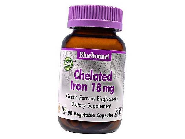 Хелат Железа Chelated Iron 18 Bluebonnet Nutrition 90вегкапс (36393058)