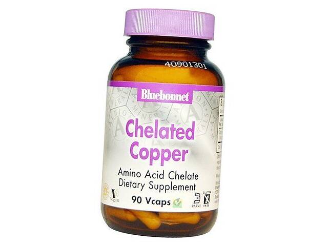 Хелатная Медь Chelated Copper Bluebonnet Nutrition 90вегкапс (36393057)