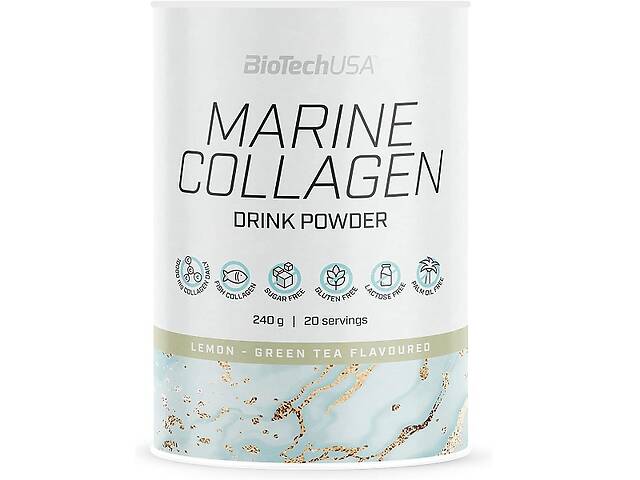 Хондропротектор для спорта BioTechUSA Marine Collagen 240 g /20 servings/ Green Tea Lemon