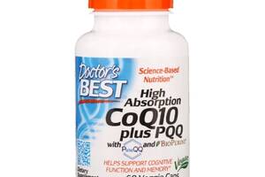 Коэнзим Doctor's Best High Absorption CoQ10 100 mg plus PQQ 20 mg with PureQQ and BioPERINE 60 Veg Caps