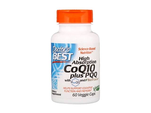 Коэнзим Doctor's Best High Absorption CoQ10 100 mg plus PQQ 20 mg with PureQQ and BioPERINE 60 Veg Caps