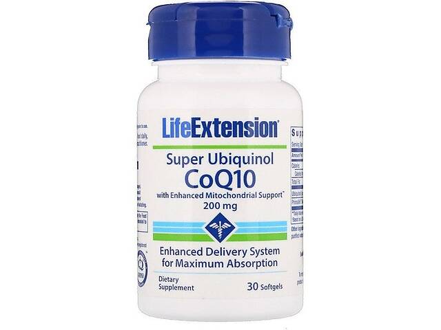 Коэнзим Life Extension Super Ubiquinol CoQ10 200 mg 30 Softgels