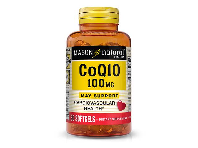 Коэнзим Q10 100 мг Co Q10 Mason Natural 30 гелевых капсул