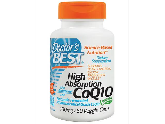 Коэнзим Q10 Doctor's Best Высокой Абсорбации 100 мг BioPerine 60 желатиновых капсул (DRB00088)