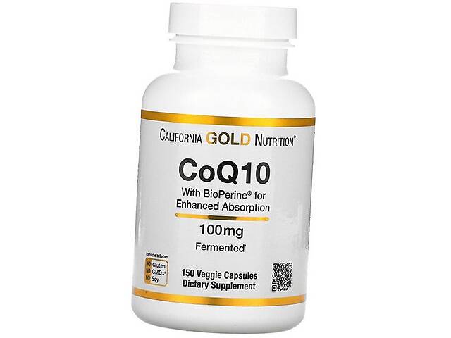 Коэнзим Q10 с экстрактом BioPerine CoQ10 USP with Bioperine 100 California Gold Nutrition 150вегкапс (70427002)