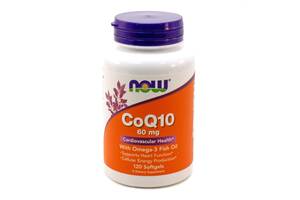 Коэнзим Q10 с рыбьим жиром Омега-3 CoQ10 with Omega-3 Fish Oil Now Foods 60 мг 120 гелевых капсул