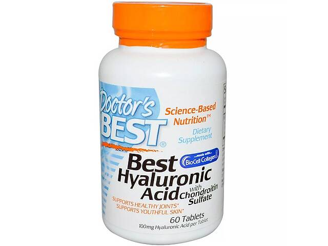 Коллаген Doctor's Best Best Hyaluronic Acid with Chondrotin Sulfate 100 mg 60 Tabs