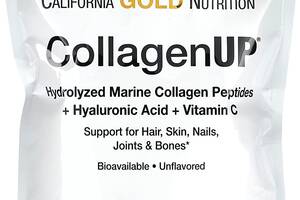 Комплекс для кожи, волос, ногтей California Gold Nutrition CollagenUP, Marine Hydrolyzed Collagen + Hyaluronic Acid +...