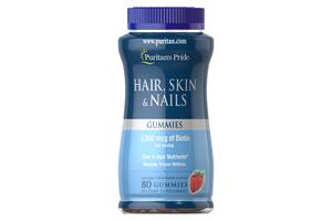 Комплекс для кожи, волос, ногтей Puritan's Pride Hair Skin & Nails Gummies 80 Gummies Strawberry