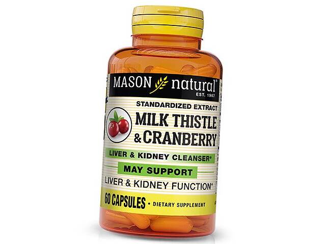 Комплекс для поддержки печени и почек Milk Thistle & Cranberry Mason Natural 60капс (71529010)
