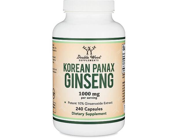 Комплекс для профилактики нервной системы Double Wood Supplements Korean Panax Ginseng 1000 mg (2 caps per serving)...