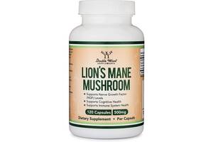 Комплекс для профилактики работы головного мозга Double Wood Supplements Lion's Mane Mushroom 500 mg 120 Caps