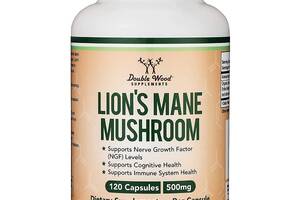 Комплекс для профилактики работы головного мозга Double Wood Supplements Lion's Mane Mushroom 500 mg 120 Caps