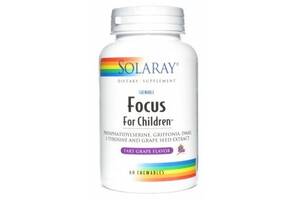 Комплекс для профилактики работы головного мозга Solaray Focus For Children 60 Chewables Grape Flavor