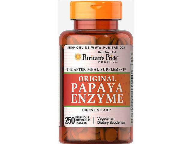 Комплекс для пищеварения Puritan's Pride Papaya Enzyme 250 Chewable Tabs