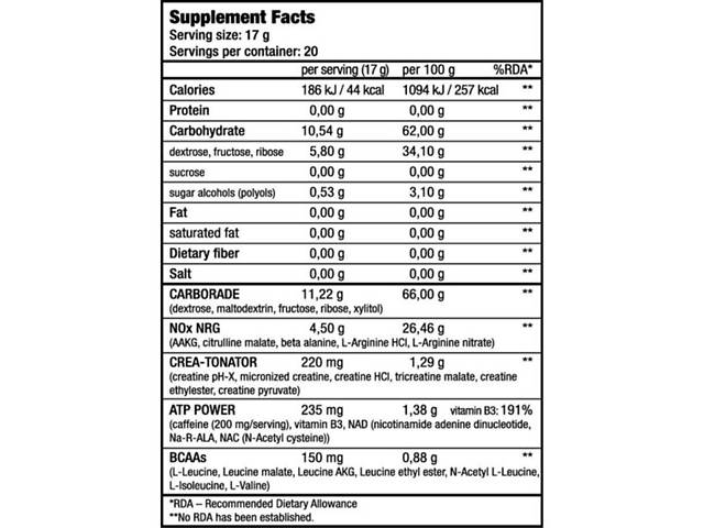 Комплекс до тренировки BioTechUSA Nitrox Therapy 340 g /20 servings/ Tropical Fruit