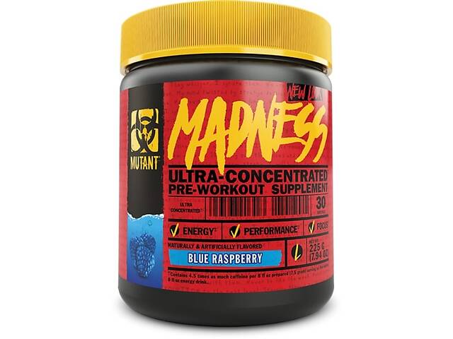 Комплекс до тренировки Mutant Madness 225 g /30 servings/ Blue Raspberry
