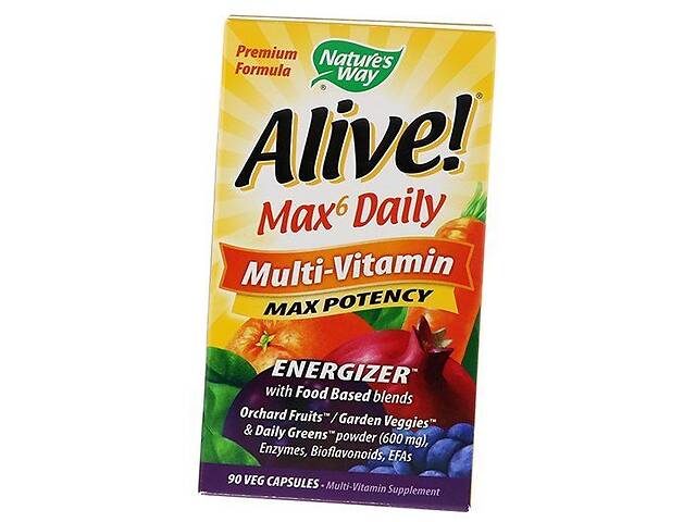 Комплекс Вітамінів Alive! Max6 Daily Multi-Vitamin Nature's Way 90вегкапс (36344094)