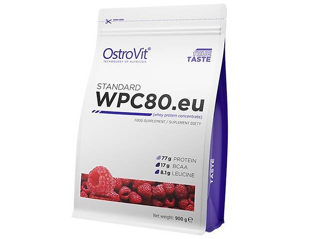 Концентрат Сывороточного Протеина WPC80.eu standart Ostrovit 900г Малина (29250004)