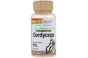 Кордицепс 500 мг, Ферментированные грибы, Organically Grown Fermented Cordyceps, Solaray, 60 вегетарианских капсул