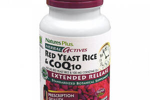 Красный рис Nature's Plus Herbal Actives, Red Yeast Rice & CoQ10 30 Caps